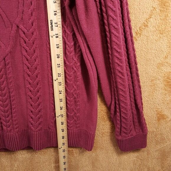 CLUB ROOM Sweater Mens XXL Maroon Red Pullover Crew Chunky Knit Elk Cottage - Picture 7 of 8